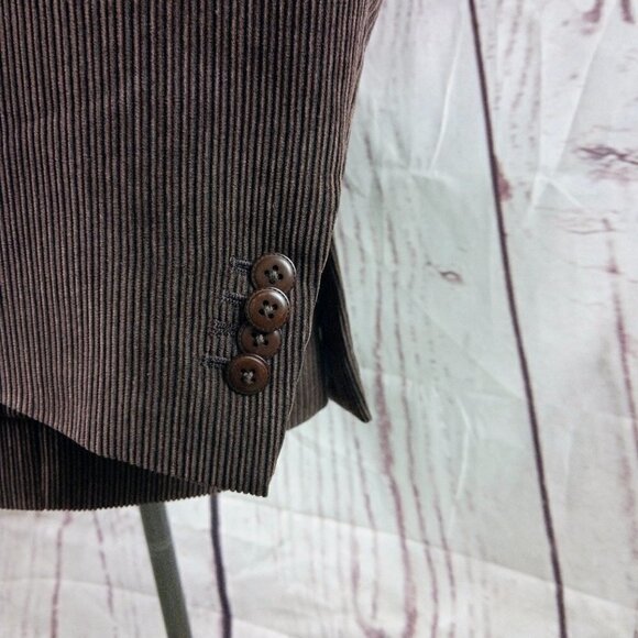 Johnston & Murphy Size L Polyester Blend 3 Btn Brown Pinstripe Blazer Sport Coat - Picture 4 of 12